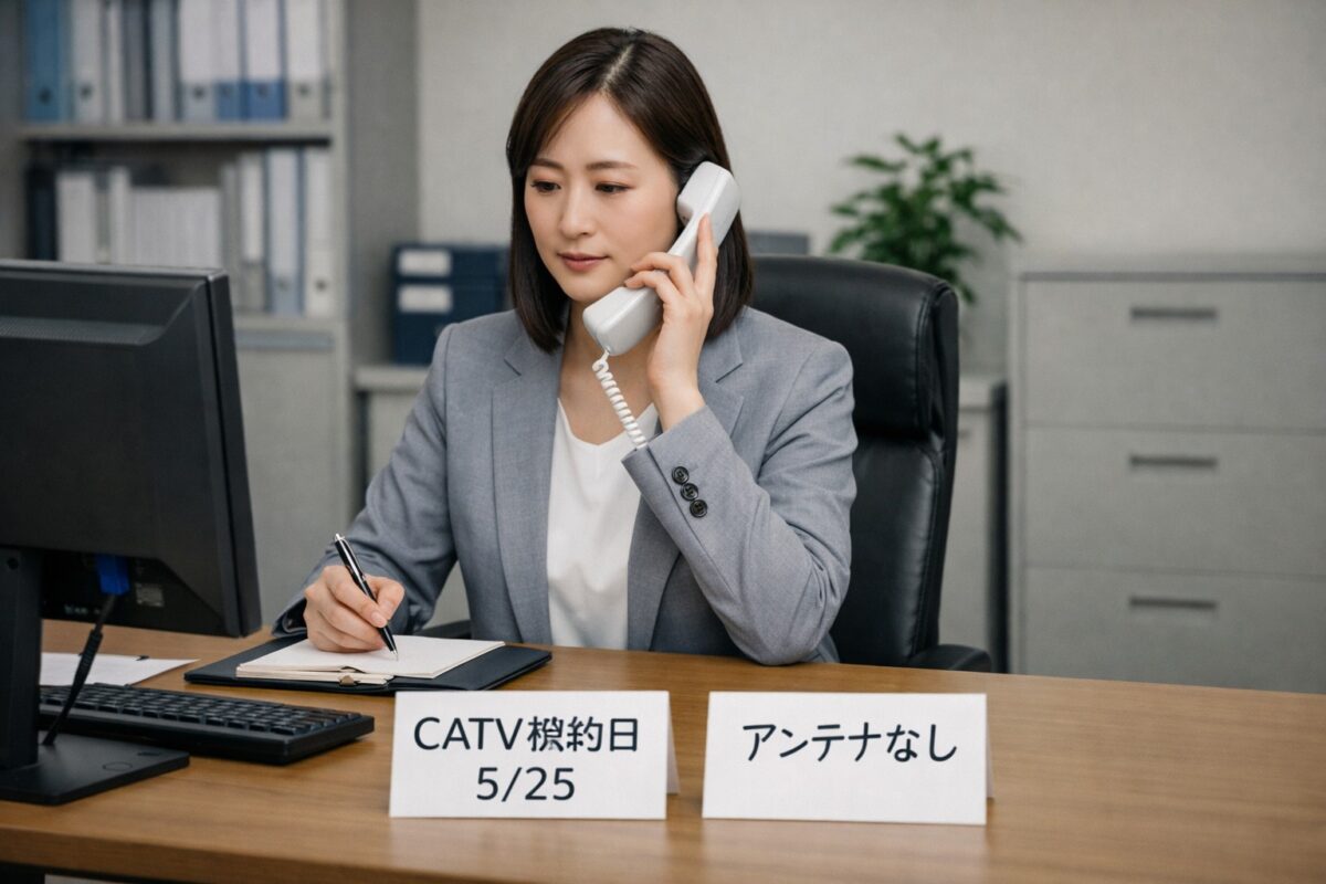 冷静に、かつ事務的に電話対応をしている人の様子