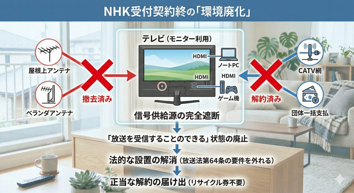 NHK受信契約が不要となる「環境的廃止」の仕組み