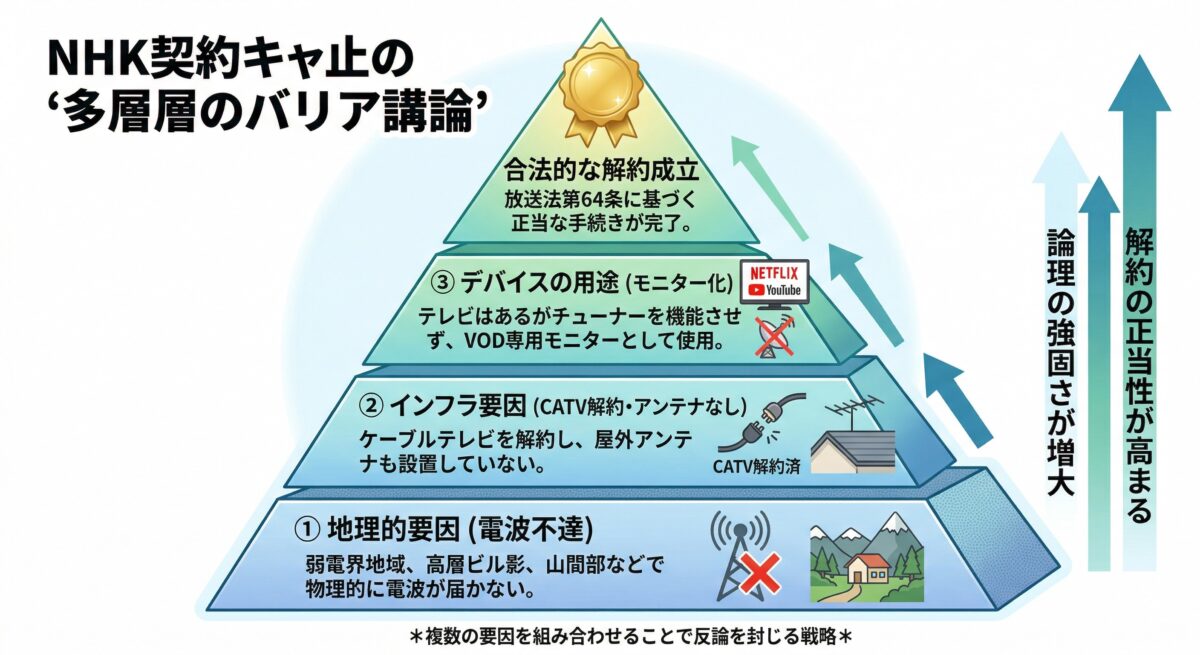 NHK解約における「多重障壁論証」のピラミッド図