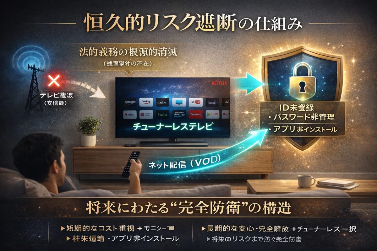 チューナーレステレビによる「恒久的リスク遮断」の仕組み