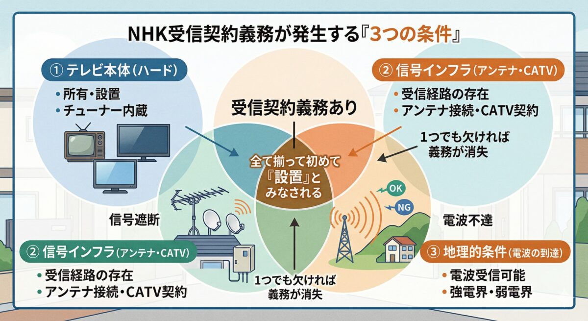 受信契約の義務が発生する「3つの条件」