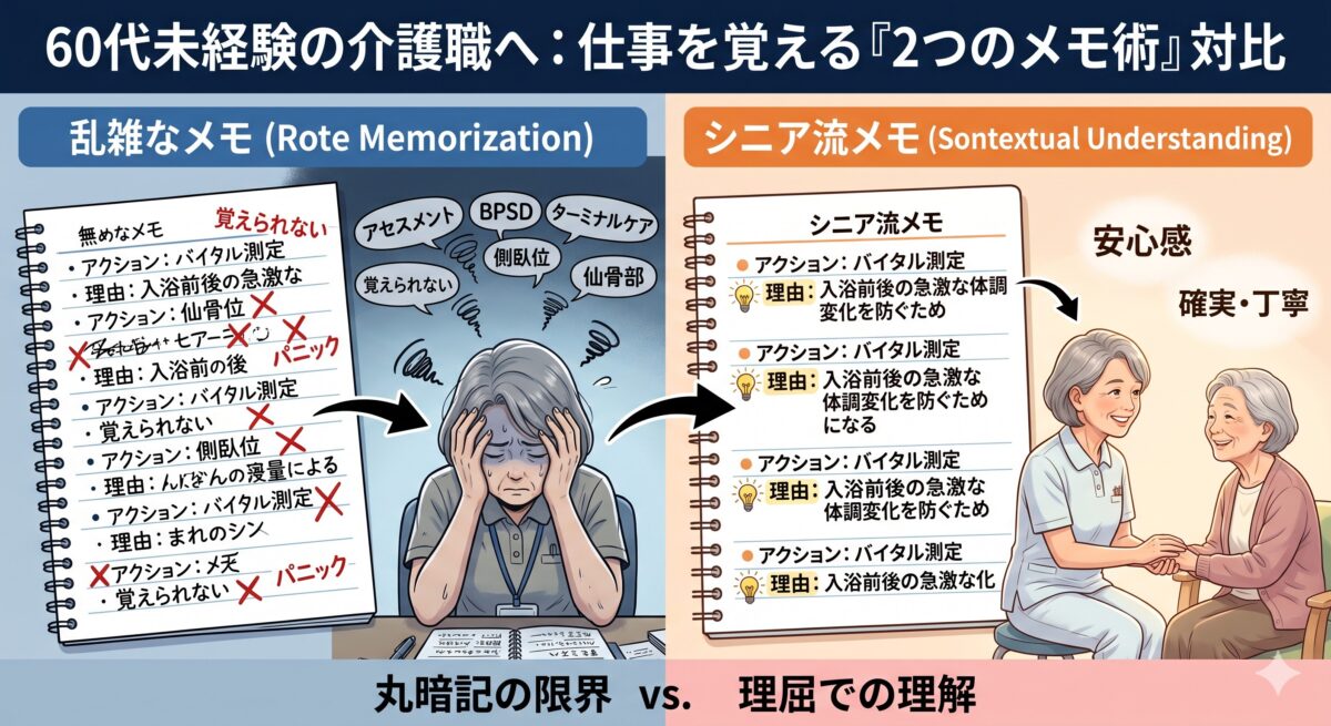 手順だけのメモと理由を書き添えたメモの違い