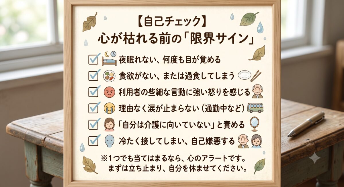 不眠や食欲の変化など心身の不調を振り返るチェック項目