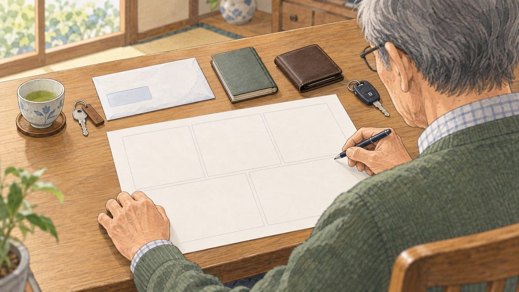 最初の準備は五つの現在地を書き出すこと
